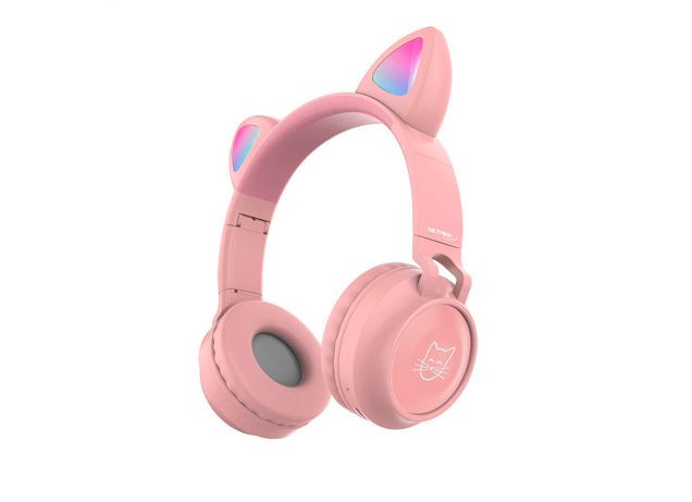 Auricular c/micrófono Netmak (NM-CAT) Vincha con Orejas de Gato Wireless Bluetooth y Cable 3.5mm Color Rosa